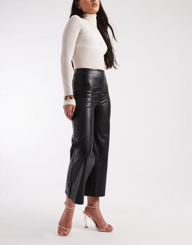 ASOS Commando Cropped wide leg pant in black - 3