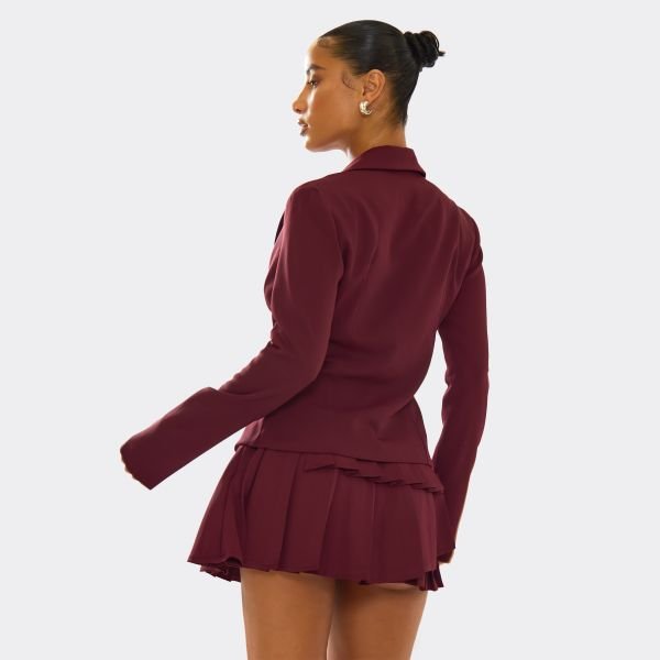 EGO Long Sleeve Cinched Waist Blazer In Plum, Women's Size UK 6 - 2