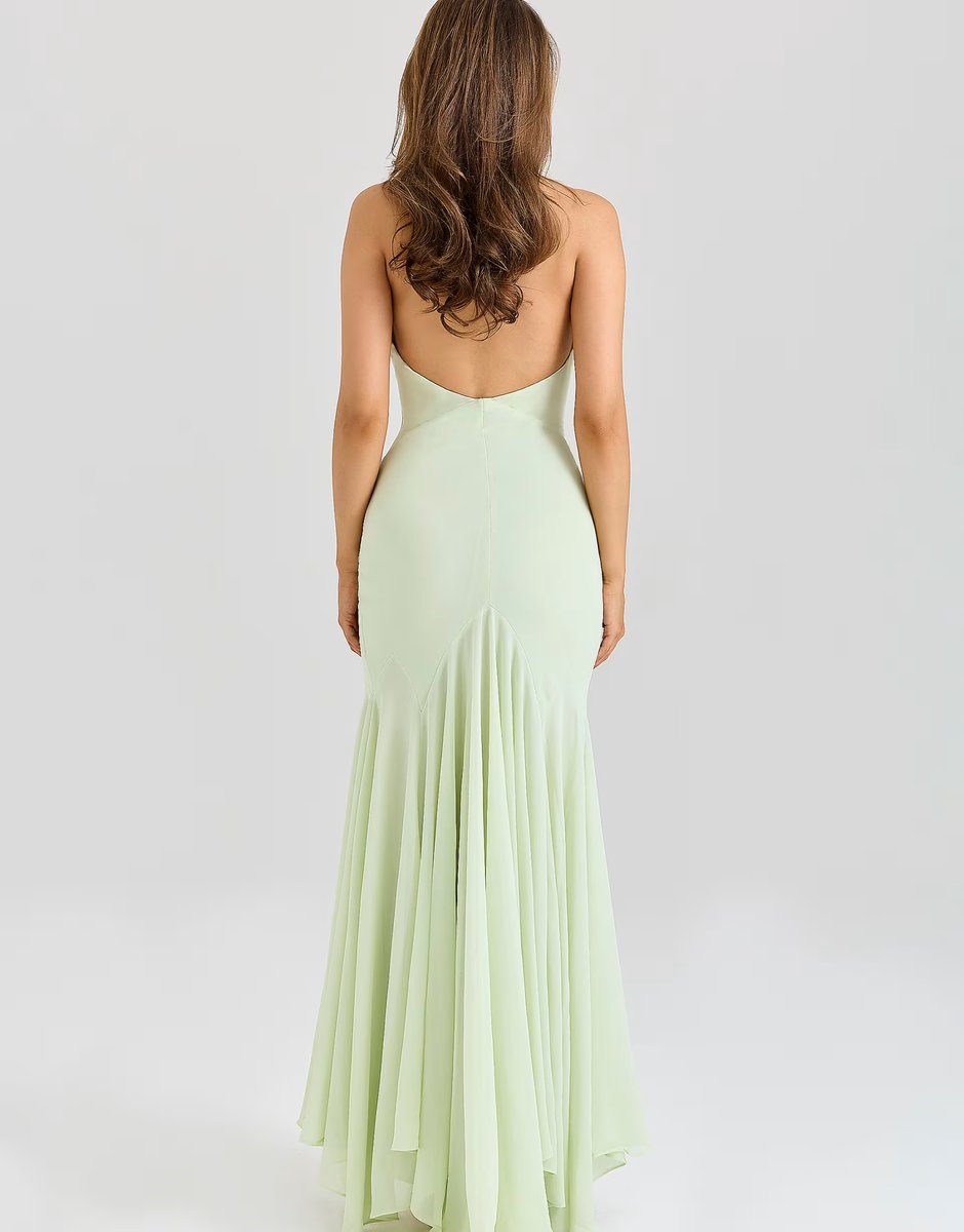 ASOS House of CB Tamara pistachio georgette draped midi dress in pistachio - 2