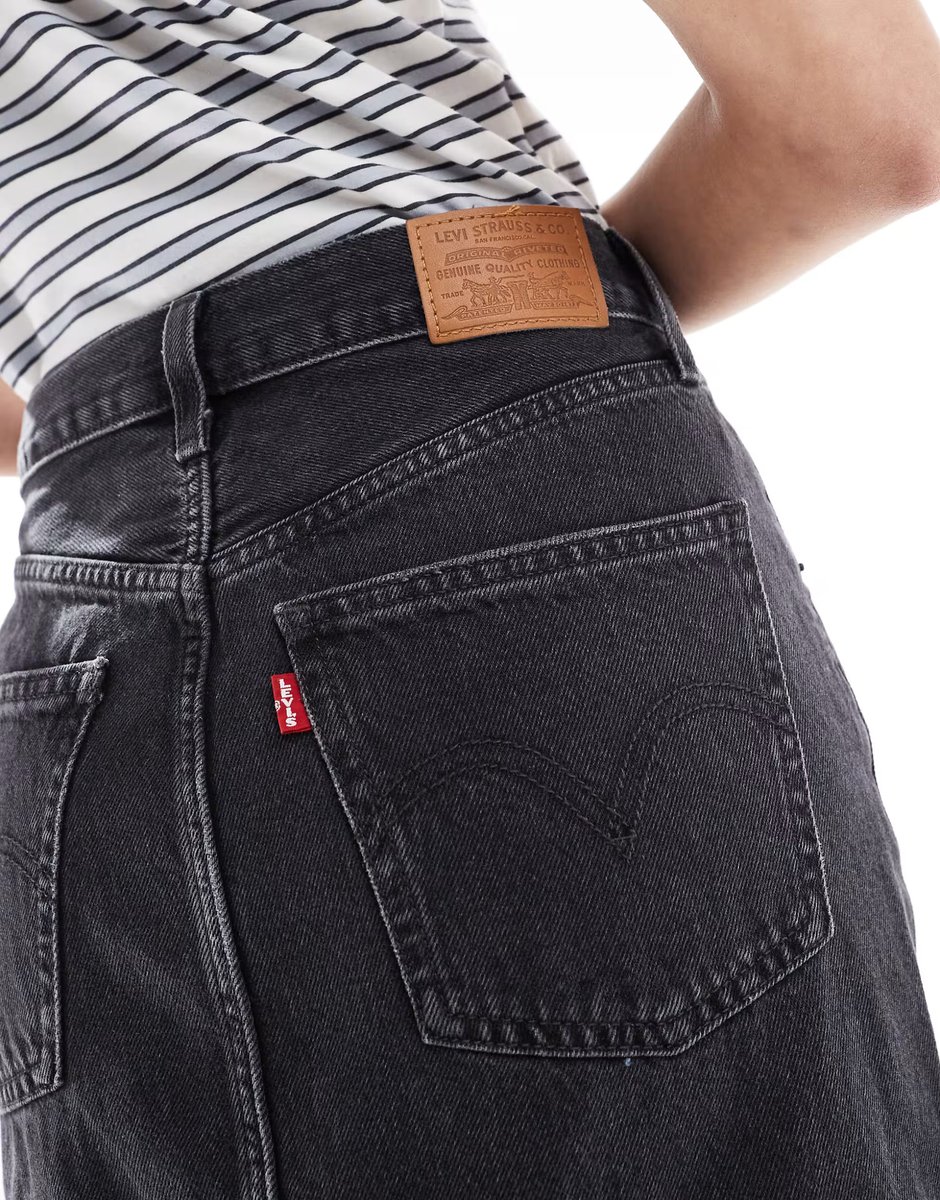 ASOS Levi's high rise midi skirt with back slit in washed black - 3