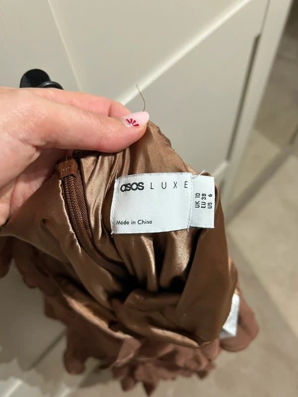 ASOS ASOS Luxe boho chiffon ruffle trousers in chocolate