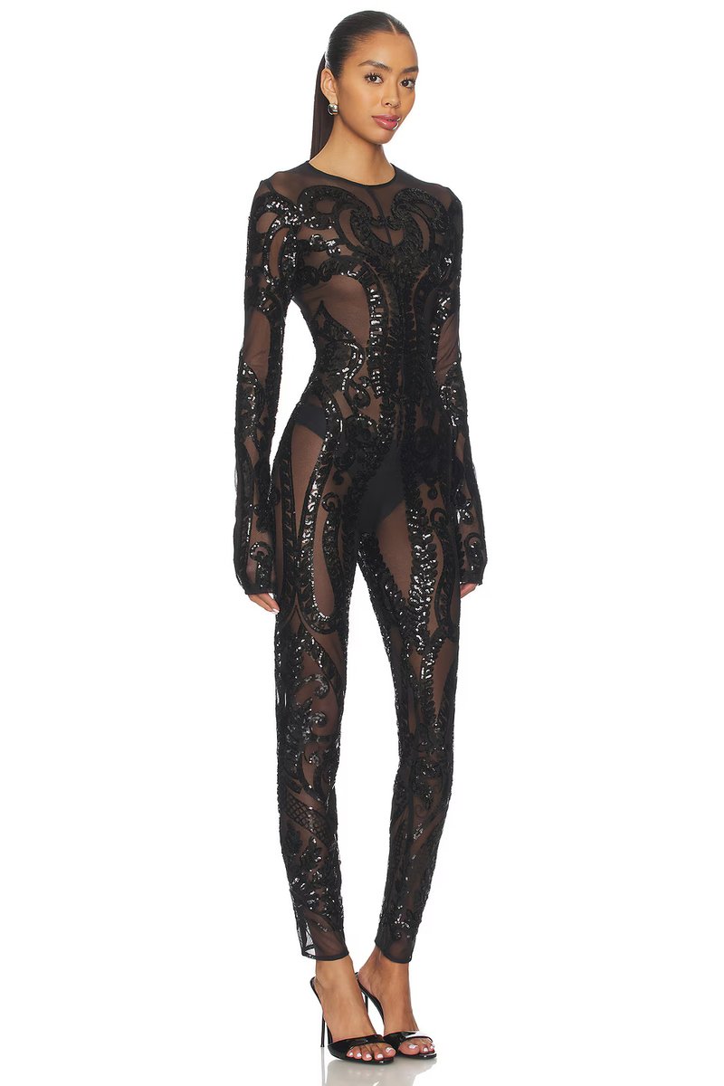 revolve Long Sleeve Crew Neck Catsuit - 2