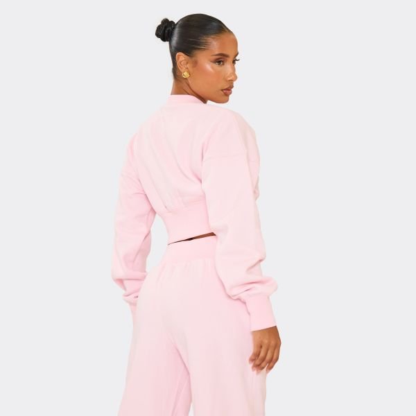 EGO Long Sleeve Zip Up Sweatshirt In Baby Pink, Women's Size UK 6 - 2