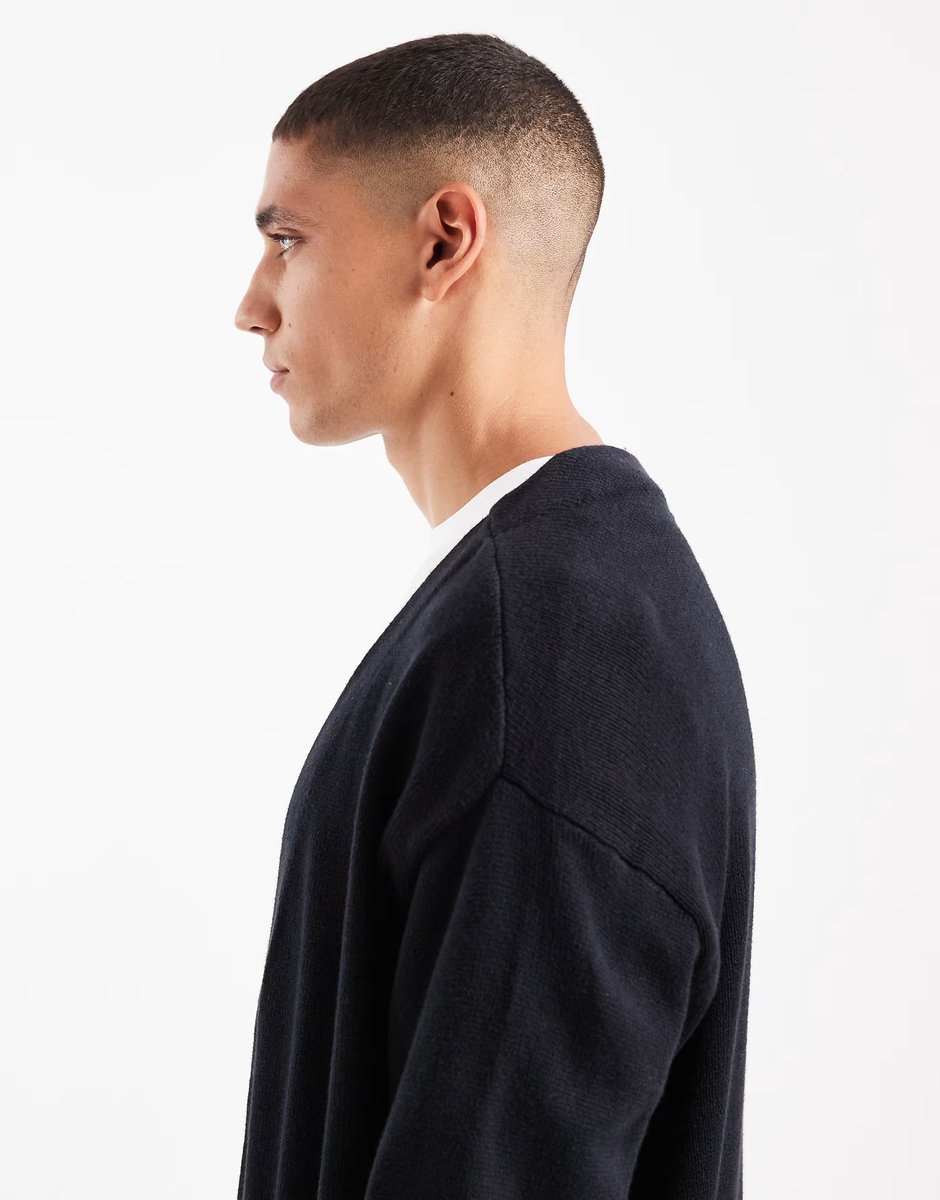 ASOS Hollister boxy lightweight cardigan in black - 4