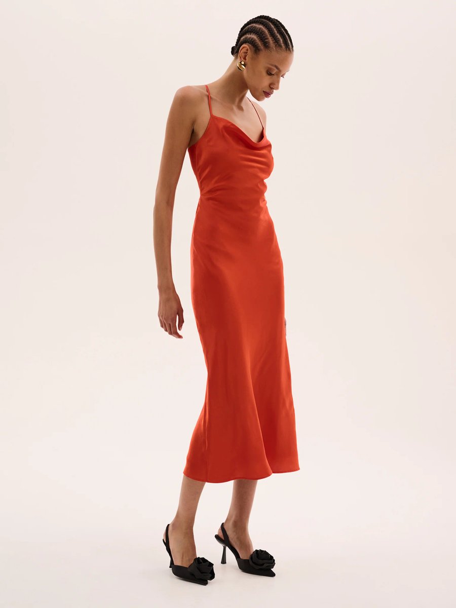 OMNES Riviera Midi Dress in Brick Orange - 2