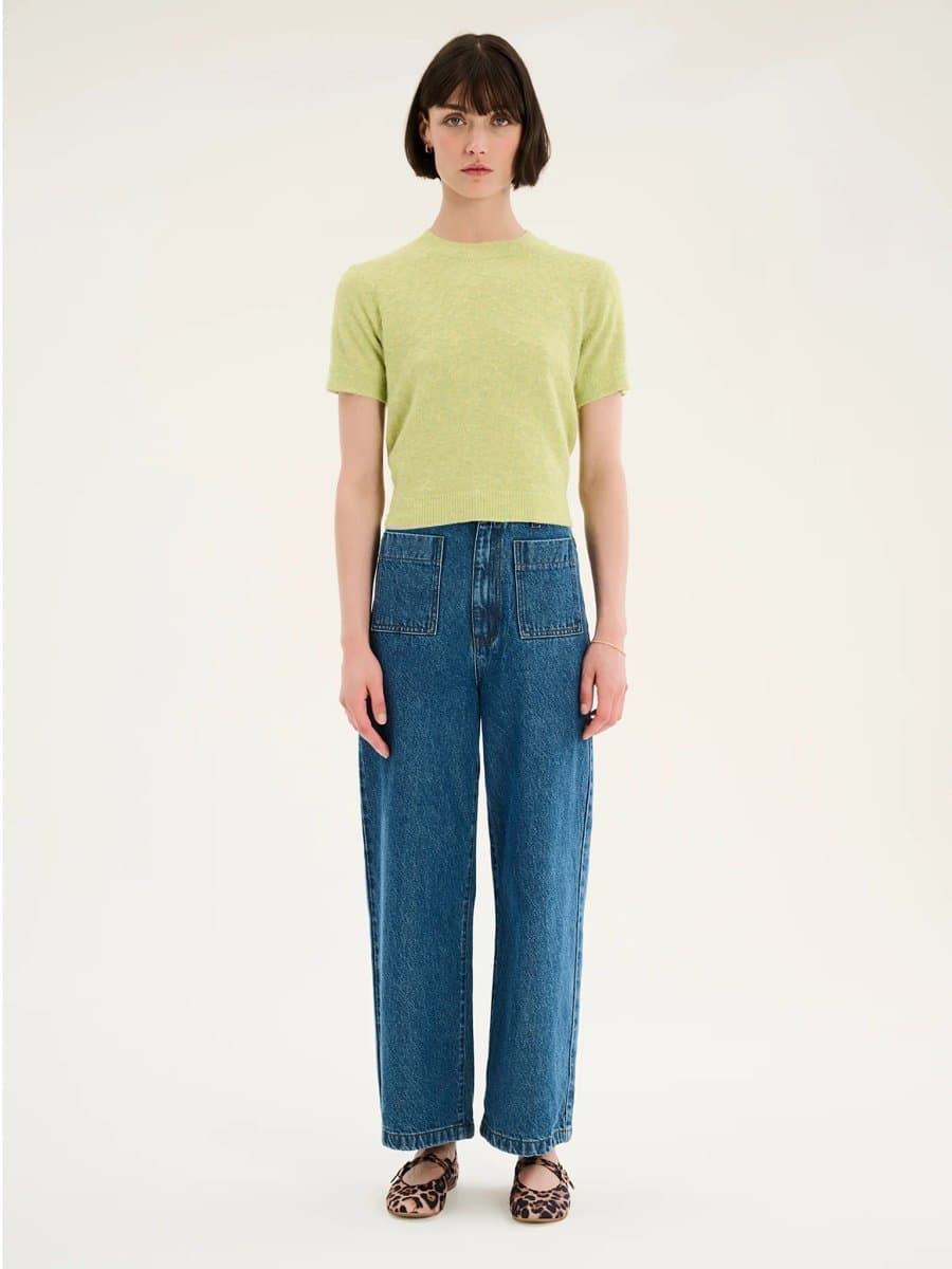 OMNES OMNES Fluffy Cropped Jumper in Green