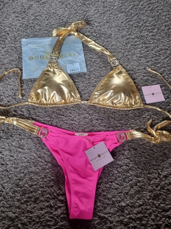 Moda Minx Moda Minx pink and gold bikini set size XL - 2