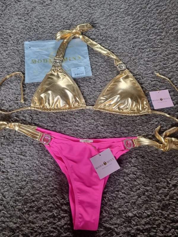 Moda Minx Moda Minx pink and gold bikini set size XL - 4