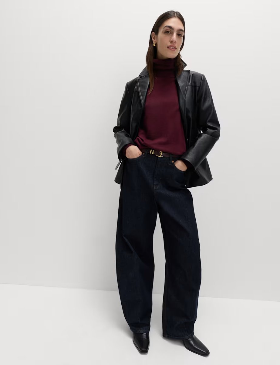 Marks & Spencer M&S Air-Yarn Roll Neck Jumper Dark Burgundy - 2