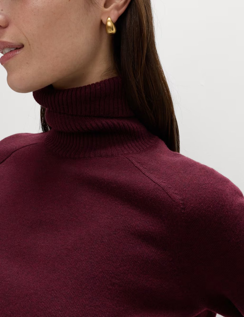 Marks & Spencer M&S Air-Yarn Roll Neck Jumper Dark Burgundy - 3