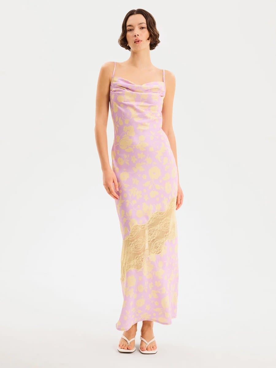 OMNES Amber Floral Dress in Lilac Floral