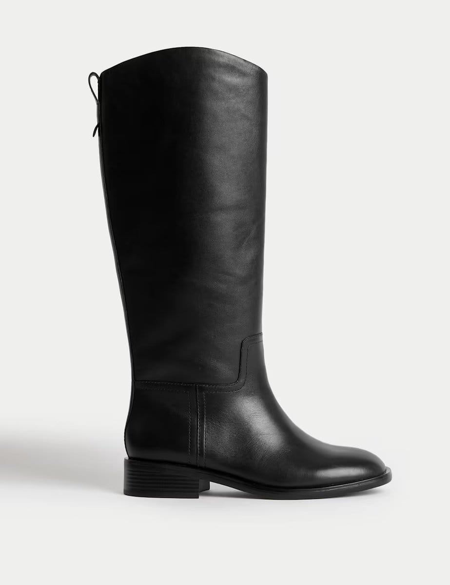 Marks & Spencer M&S Leather Riding Knee High Boots Black - 1