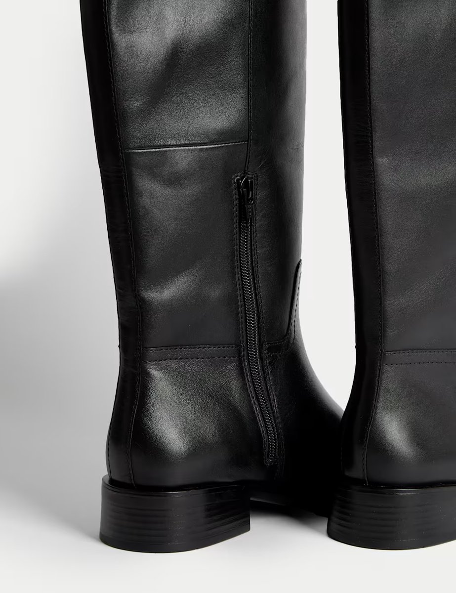 Marks & Spencer M&S Leather Riding Knee High Boots Black - 2