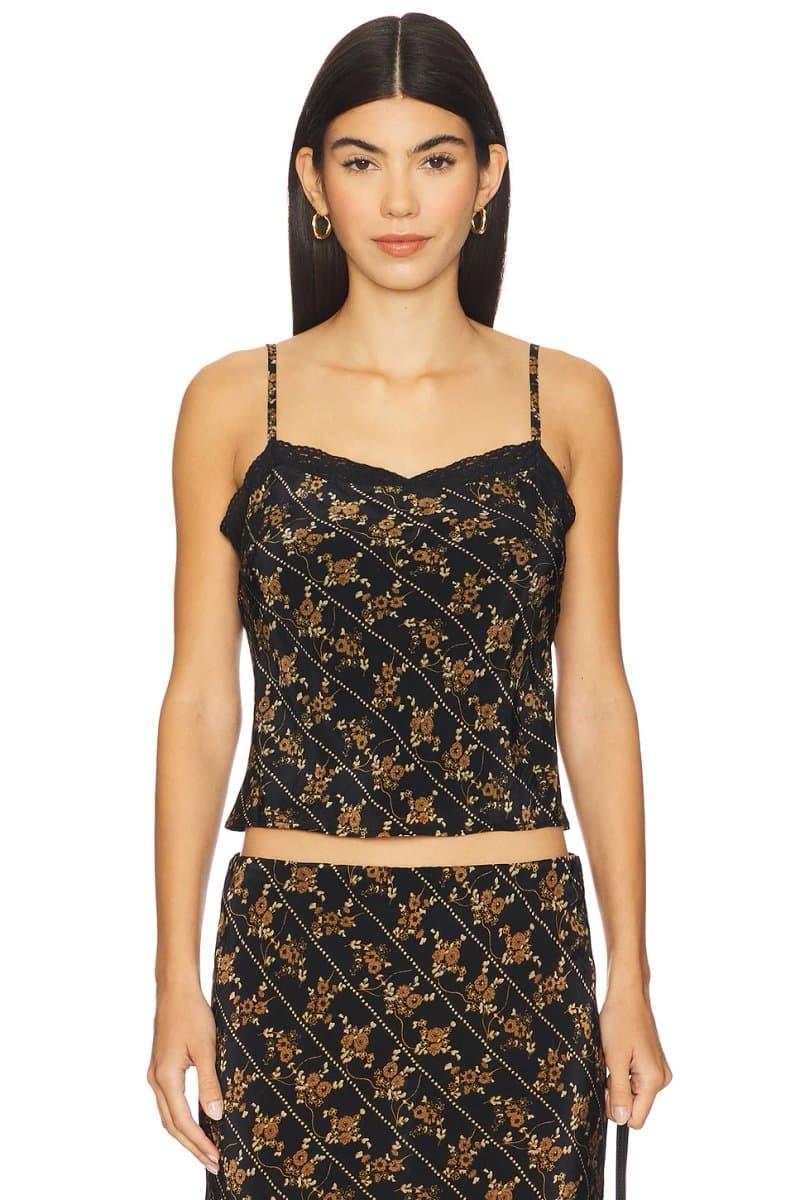 revolve Free People Floral Print Cami Top in Black Combo