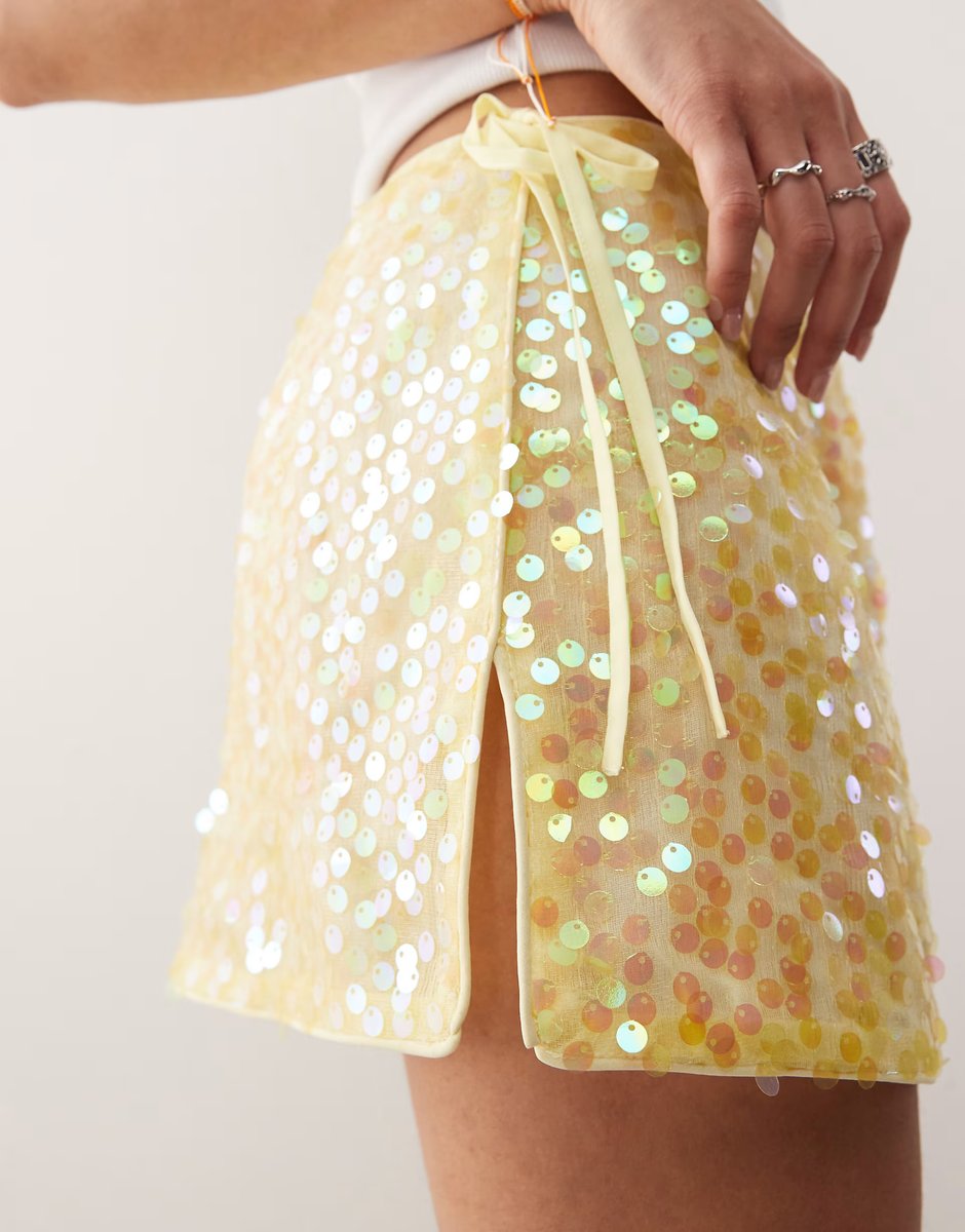 ASOS COLLUSION sequin mini skirt in yellow - 2