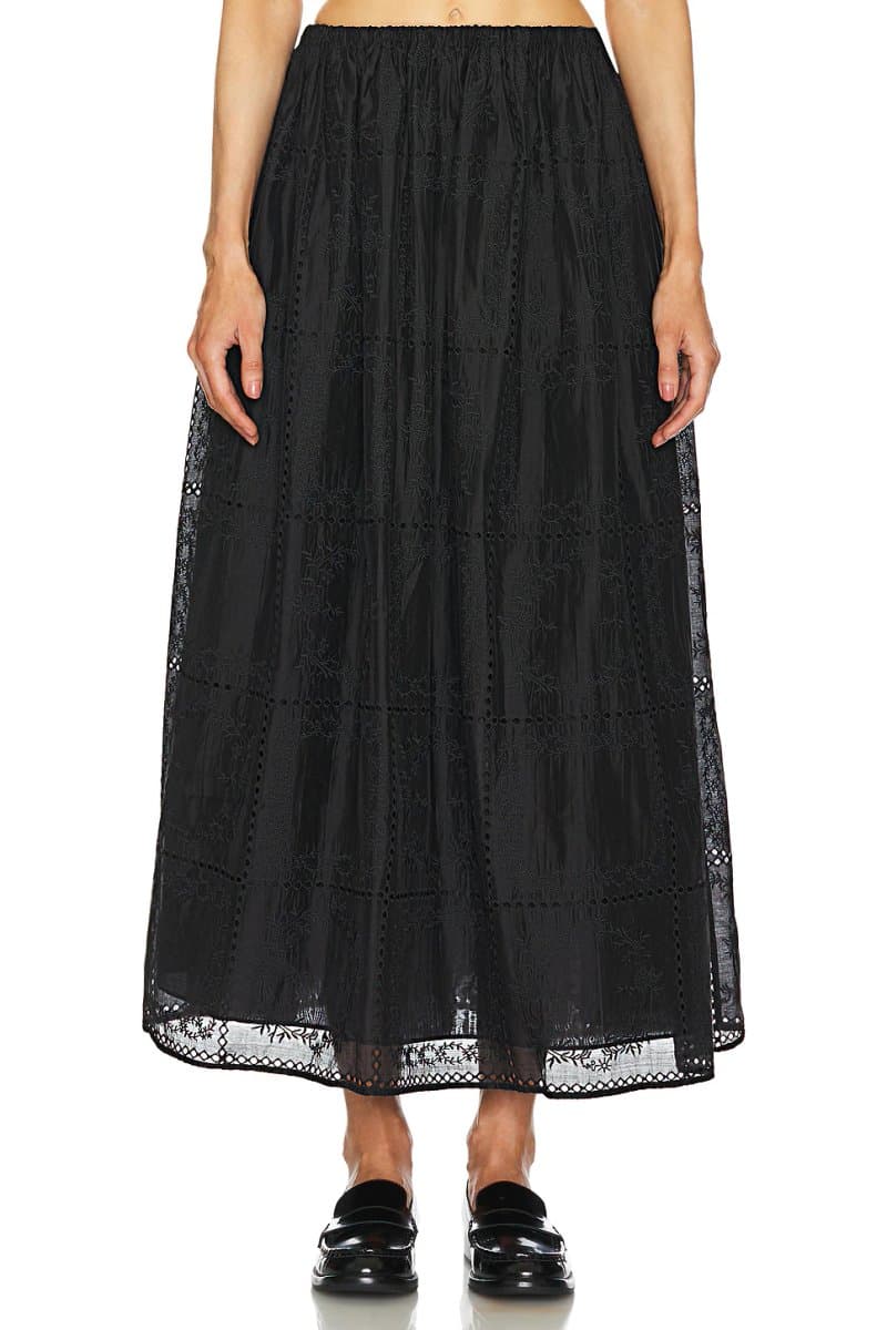revolve Revolve Floral Midi Skirt in Black