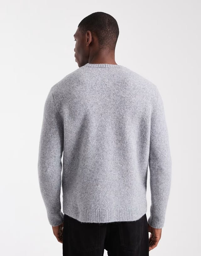 ASOS ASOS DESIGN relaxed knitted crew neck jumper in grey marl - 3