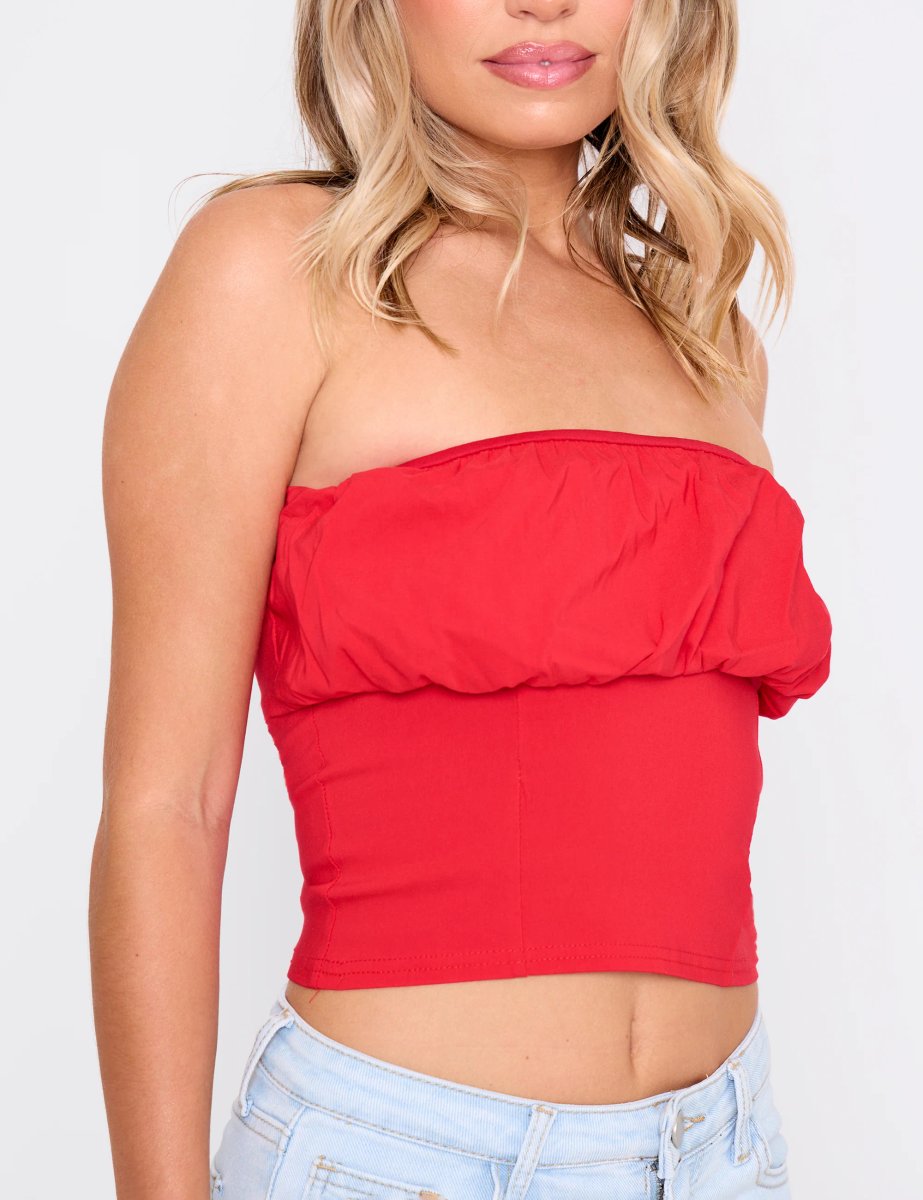 Public Desire Ruffle Bandeau Top Co Ord Red - 4