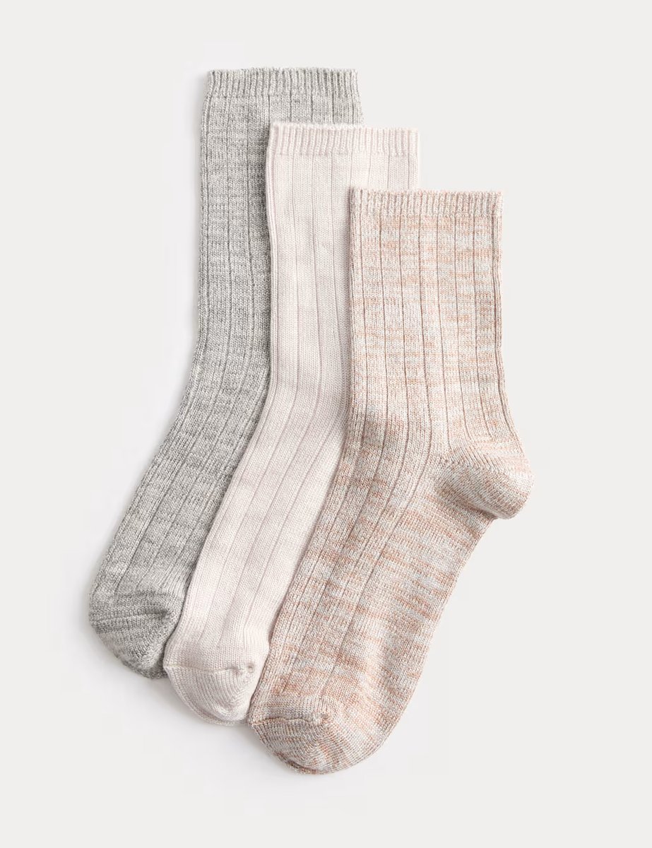 Marks & Spencer M&S 3pk Sumptuously Soft™ Ankle High Socks Natural Mix - 2