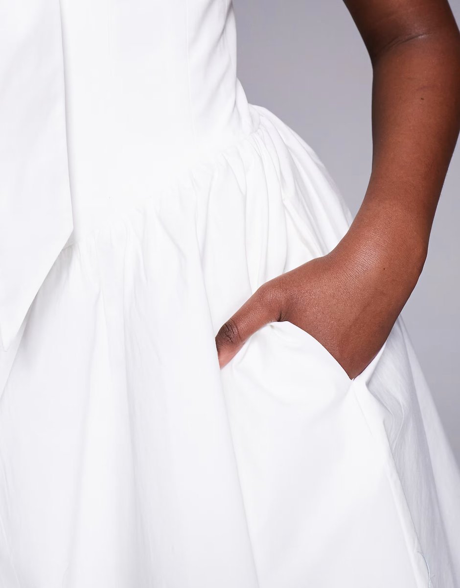 ASOS House of CB Jaide cotton off shoulder corset mini dress in white - 4