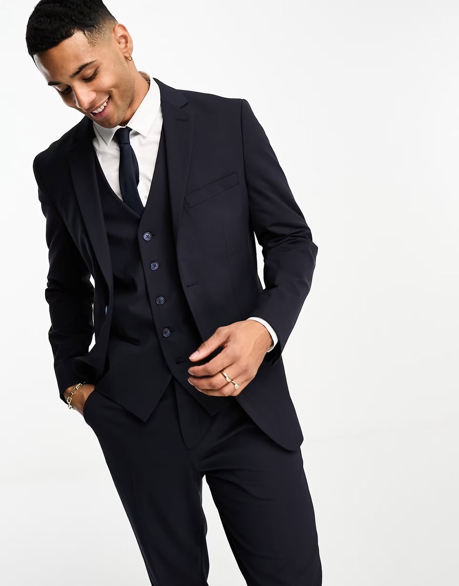 ASOS Selected Homme slim fit suit in Navy Blazer - 2