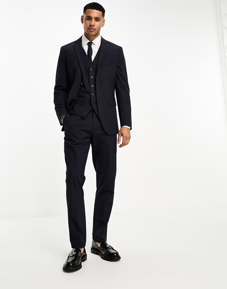 ASOS Selected Homme slim fit suit in Navy Blazer - 3