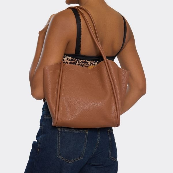 EGO Shae Shaped Shoulder Bag In Brown Faux Leather, Women's Size UK One Size - 1