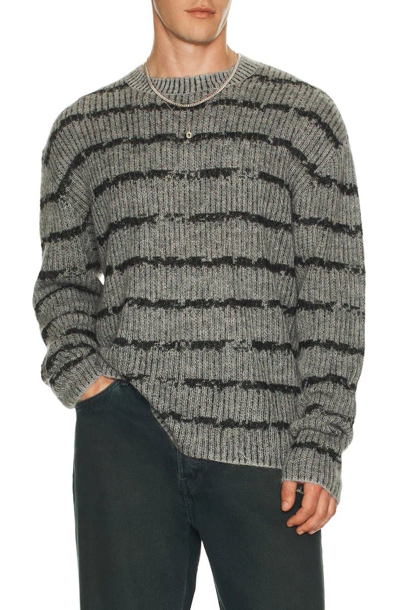 revolve Revolve Dissolved Crew Neck Grey & Black Jumper