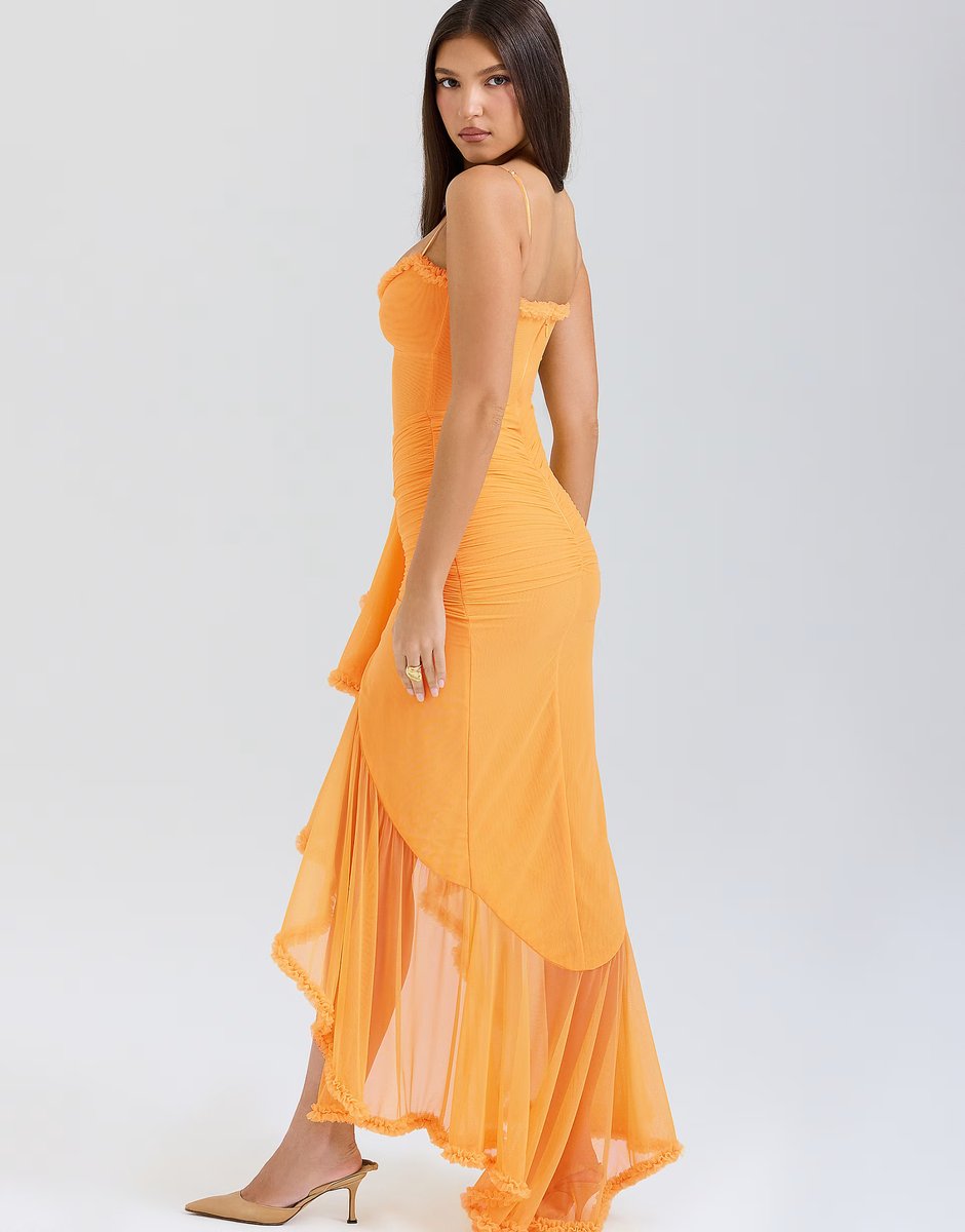 ASOS House of CB Gabbi ruffled front gown in apricot - 2