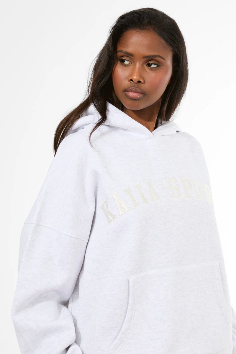 Kaiia Kaiia Sport Oversized Hoodie Light Grey Marl & Cream - 2