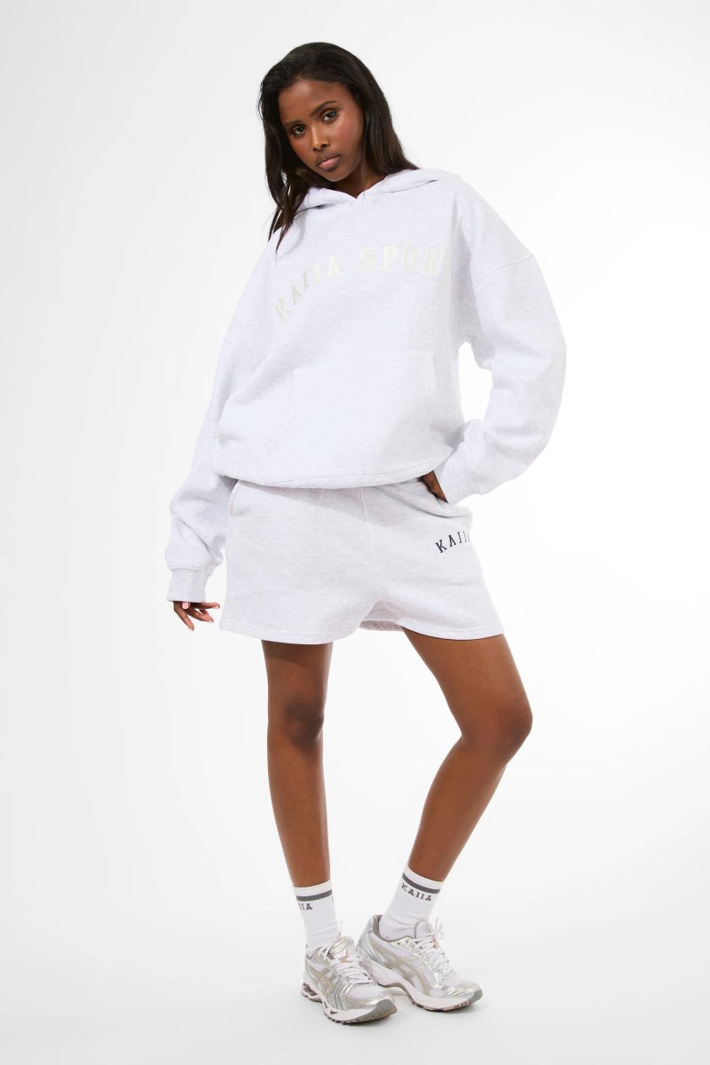 Kaiia Kaiia Sport Oversized Hoodie Light Grey Marl & Cream - 4