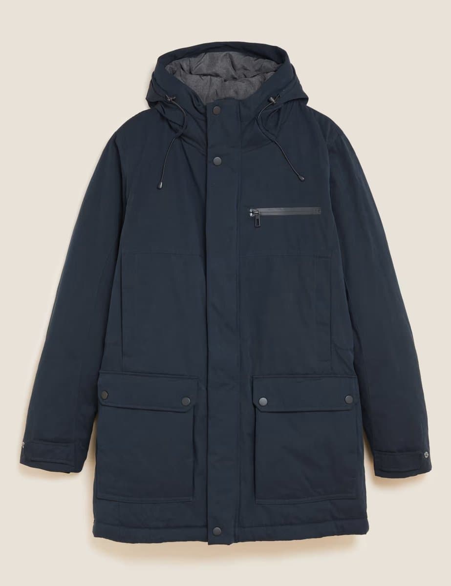 Marks & Spencer M&S Cotton Parka Jacket with Thermowarmth™ Navy