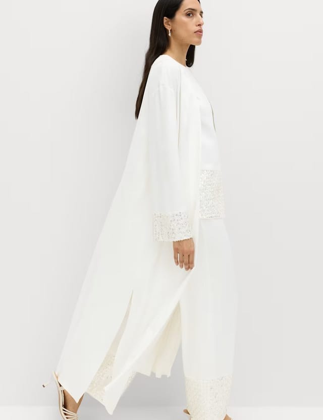 Marks & Spencer M&S Embellished Sequin Kaftan Ivory - 3