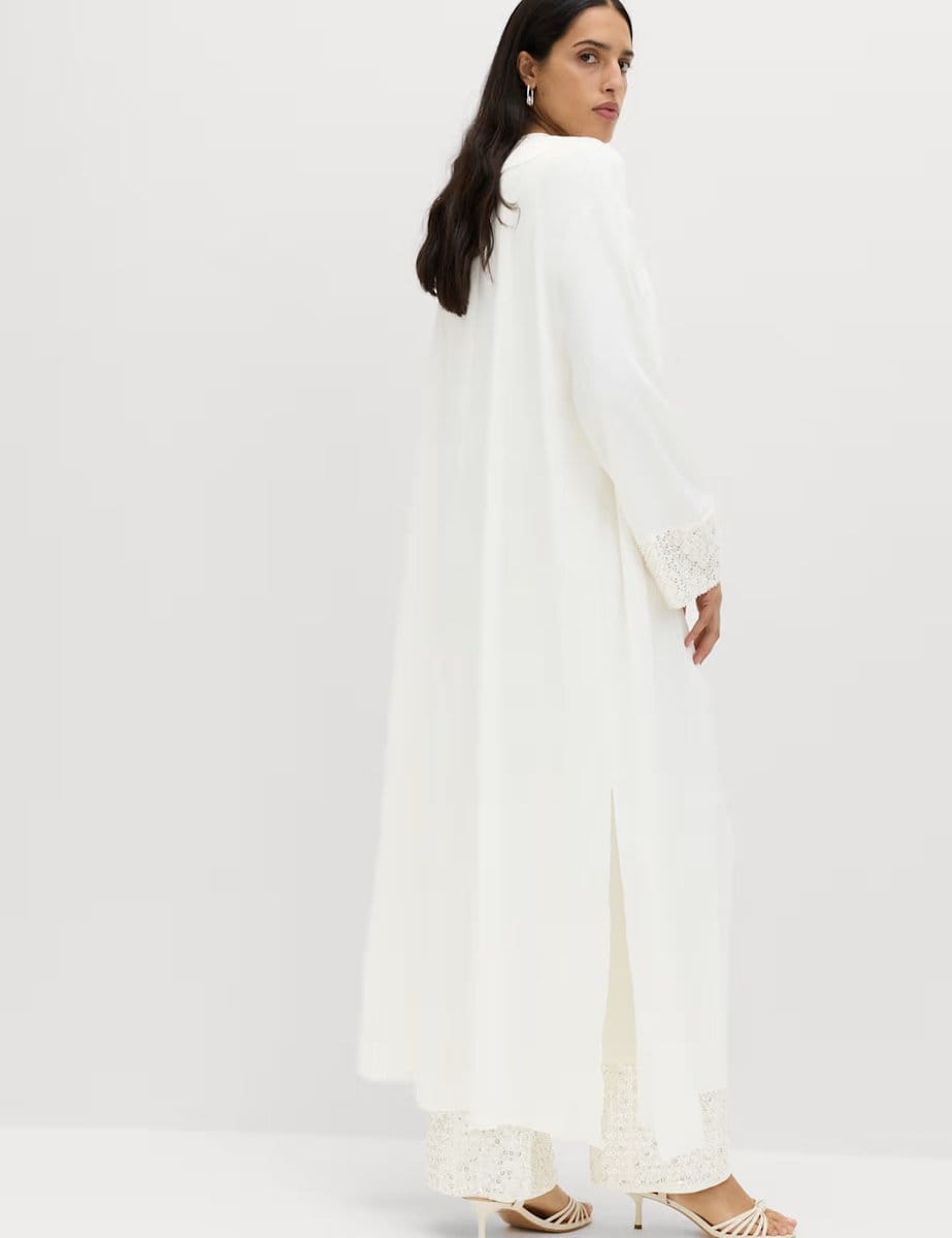 Marks & Spencer M&S Embellished Sequin Kaftan Ivory - 4