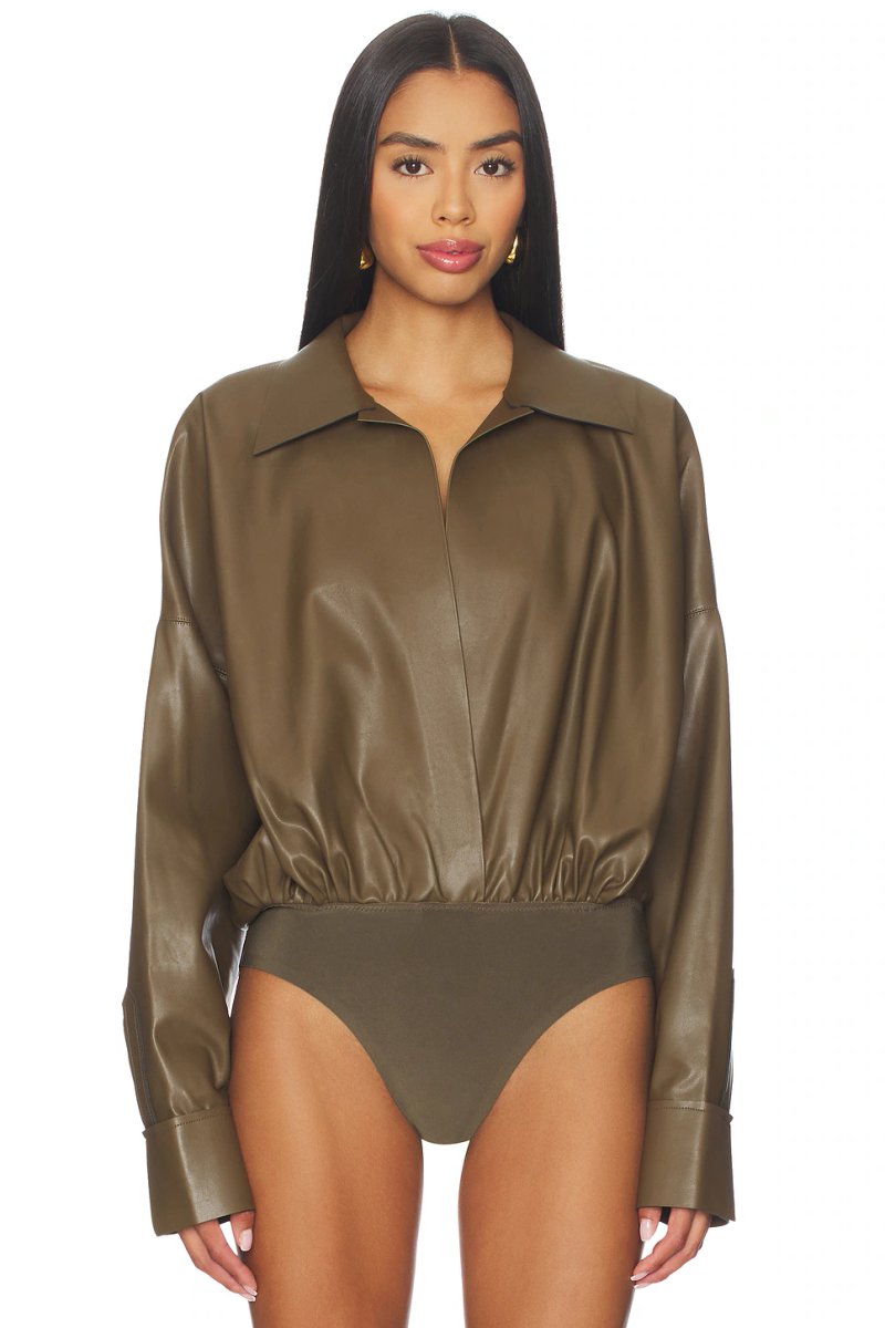 revolve Super Oversized Boyfriend Shirt Bodysuit - 2