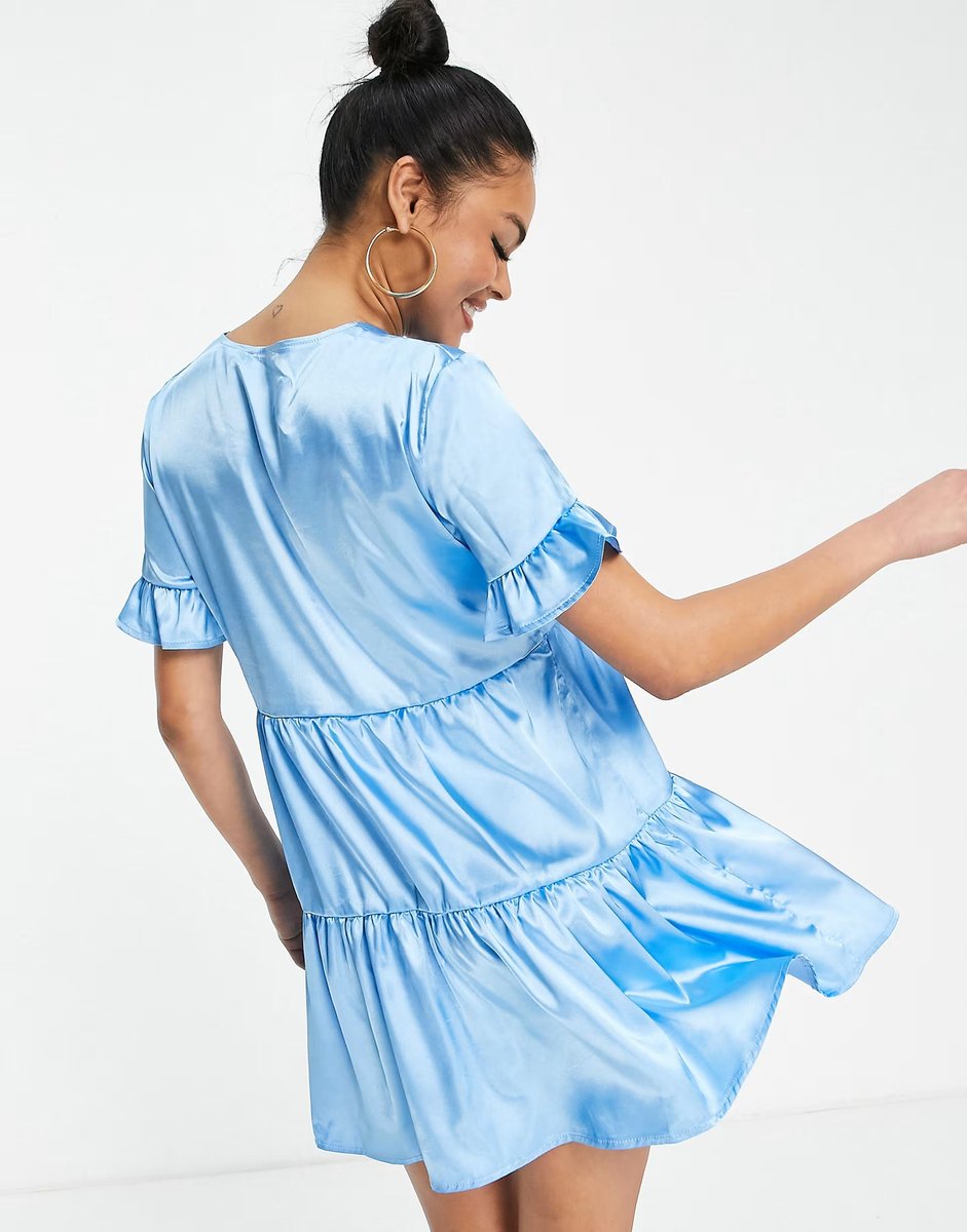 ASOS First Distraction The Label short sleeve smock dress In blue  - 3