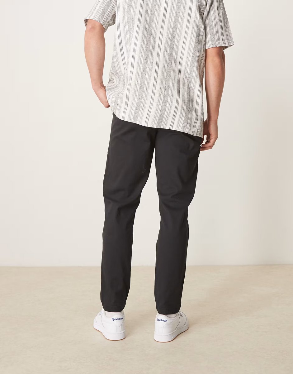 ASOS ASOS DESIGN tapered chinos in black - 3