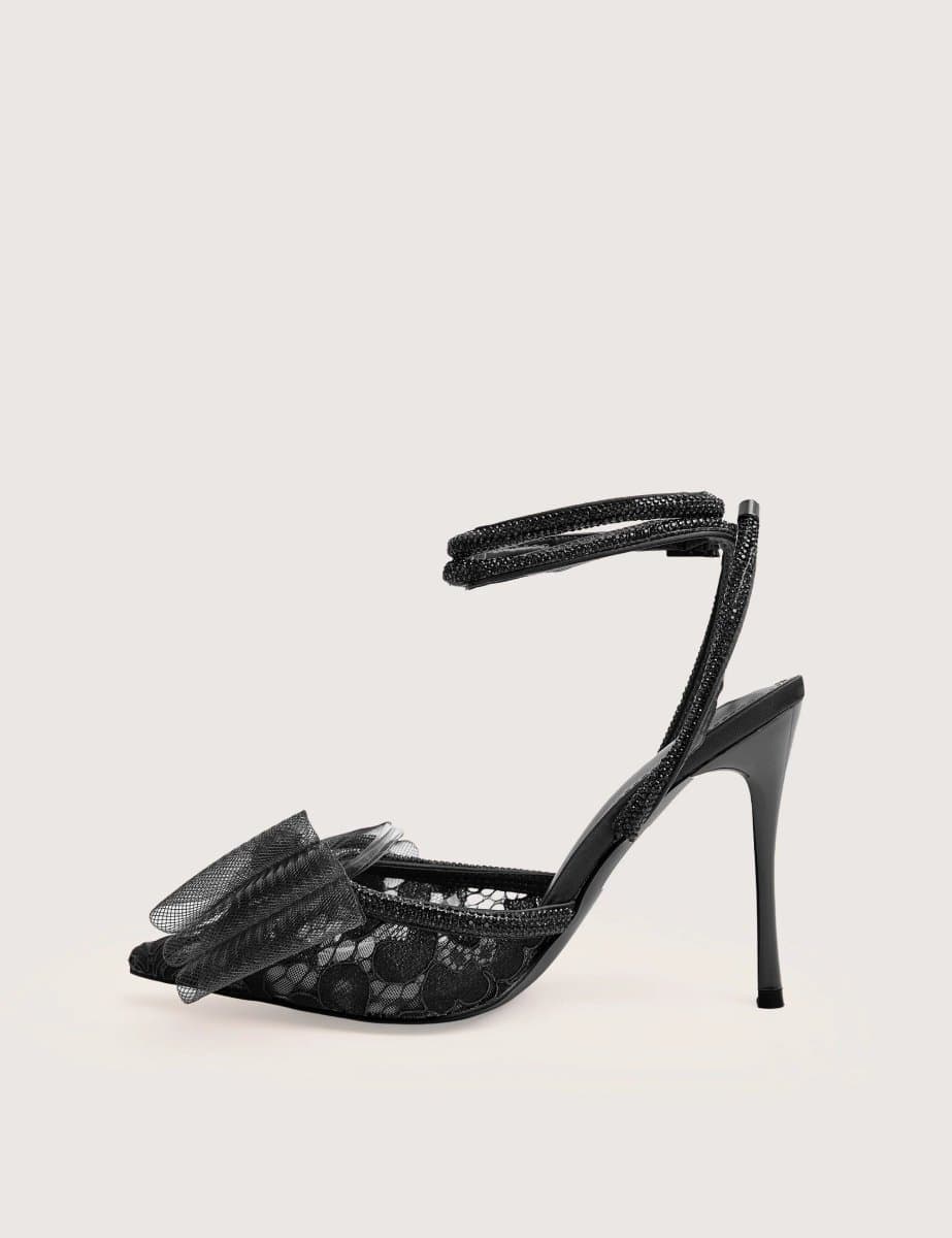 Public Desire Public Desire UK Diamante Strap Wrap Heels in Black