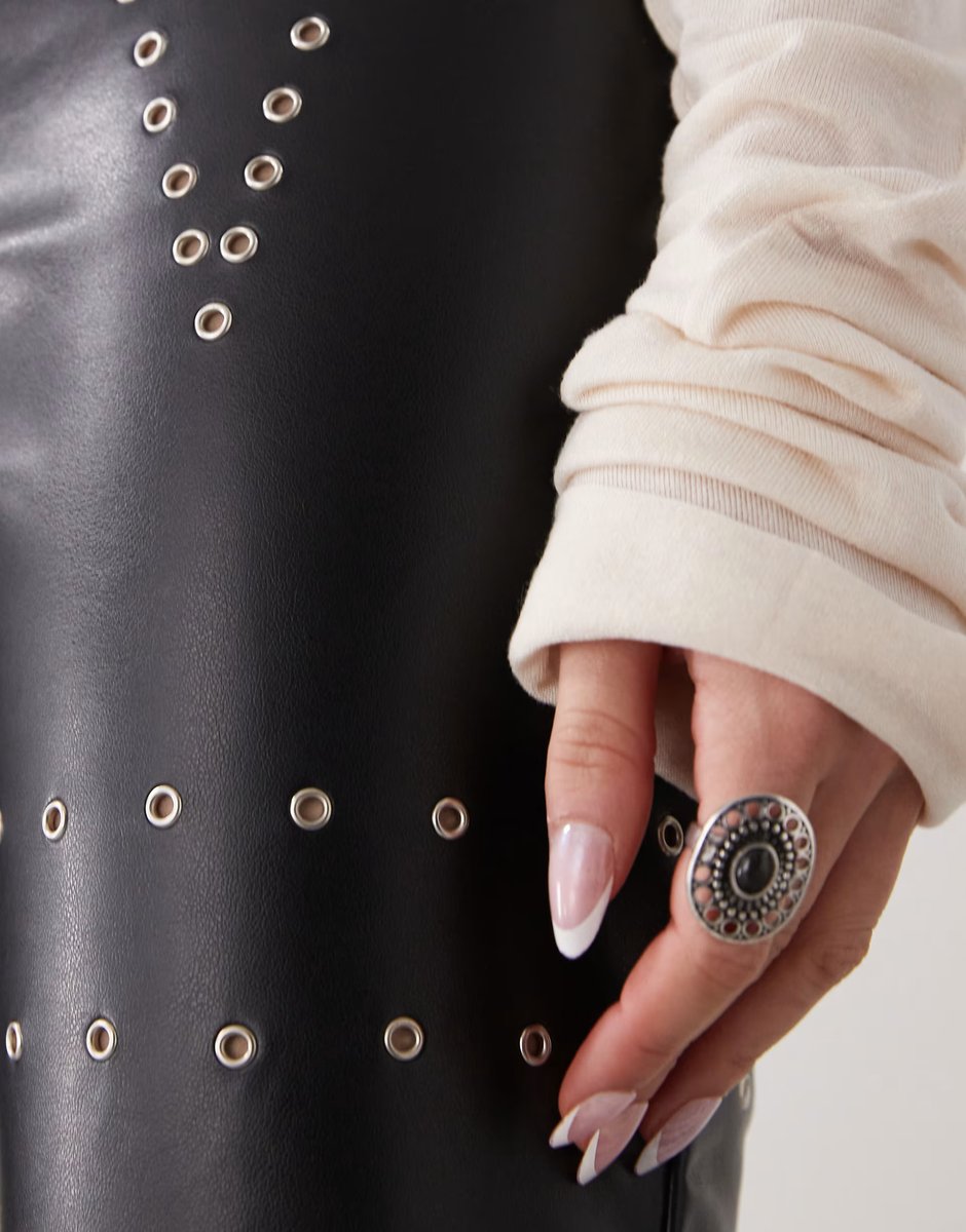 ASOS The Kript low rise leather trousers with studs in black - 3