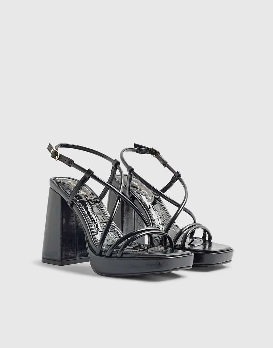 ASOS River Island Triple Strap Platform Sandals in Black