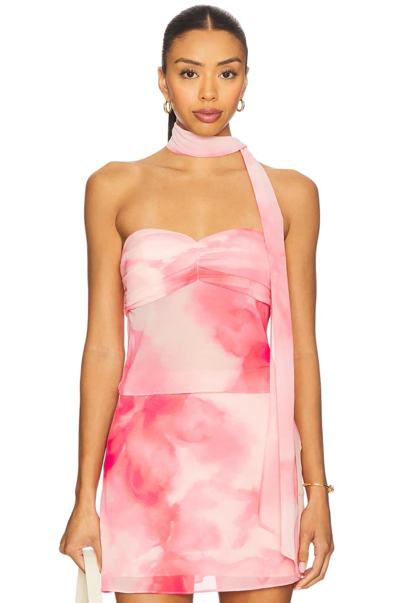 revolve Revolve Lovers and Friends Floral Bandeau Top in Coral