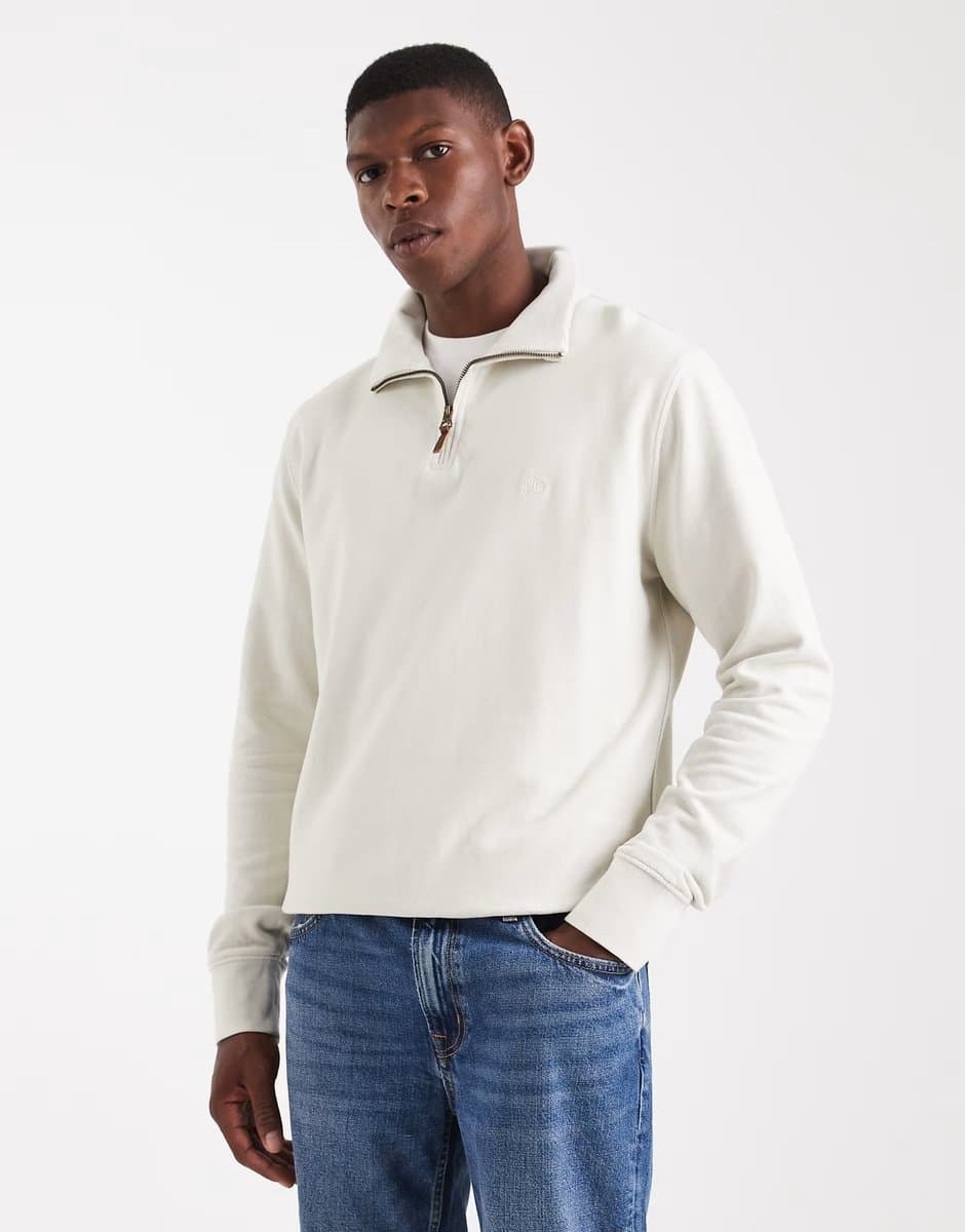 ASOS Superdry Classic essential half zip jumper in silver birch