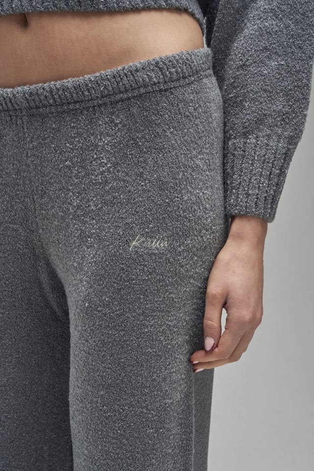 Kaiia Kaiia Script Knit Wide Leg Trousers Charcoal - 2