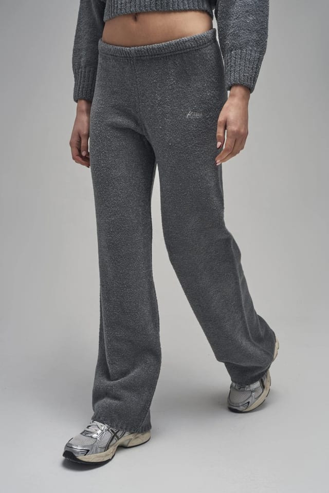 Kaiia Kaiia Script Knit Wide Leg Trousers Charcoal - 3