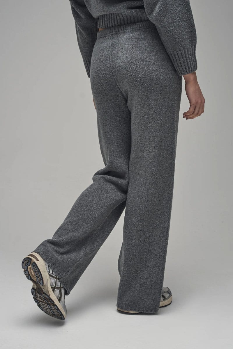Kaiia Kaiia Script Knit Wide Leg Trousers Charcoal - 4