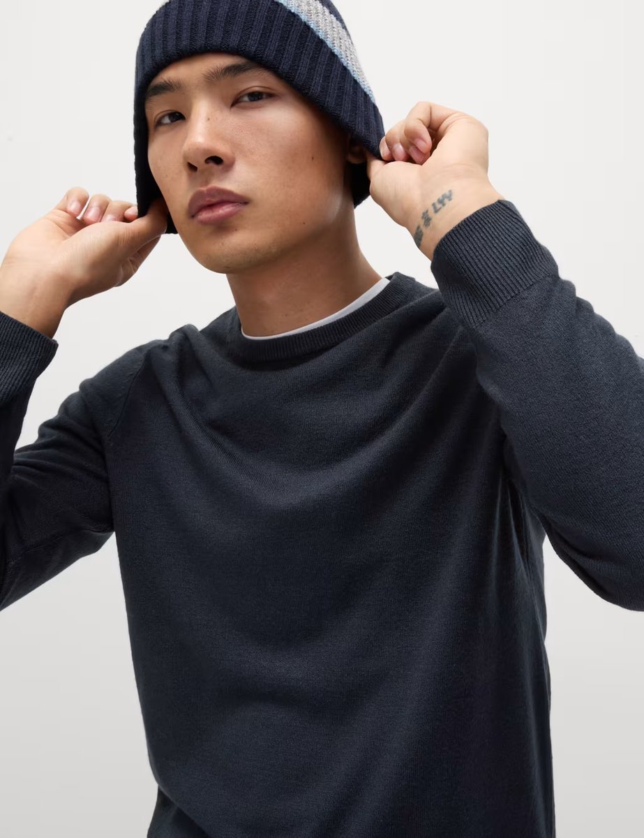 Marks & Spencer M&S Cashmilon™ Crew Neck Jumper Navy - 3