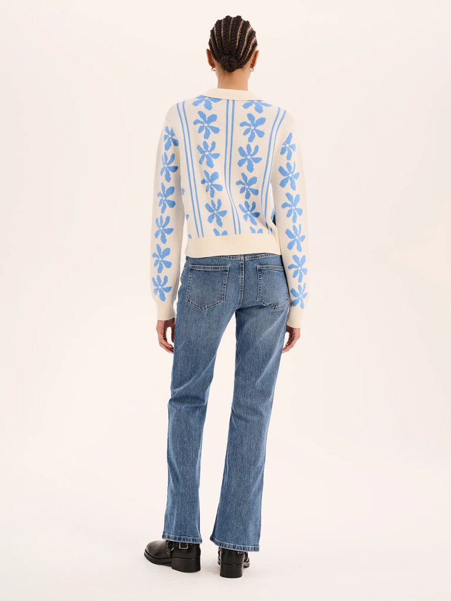 OMNES Loren Jumper in Blue and Cream - 3