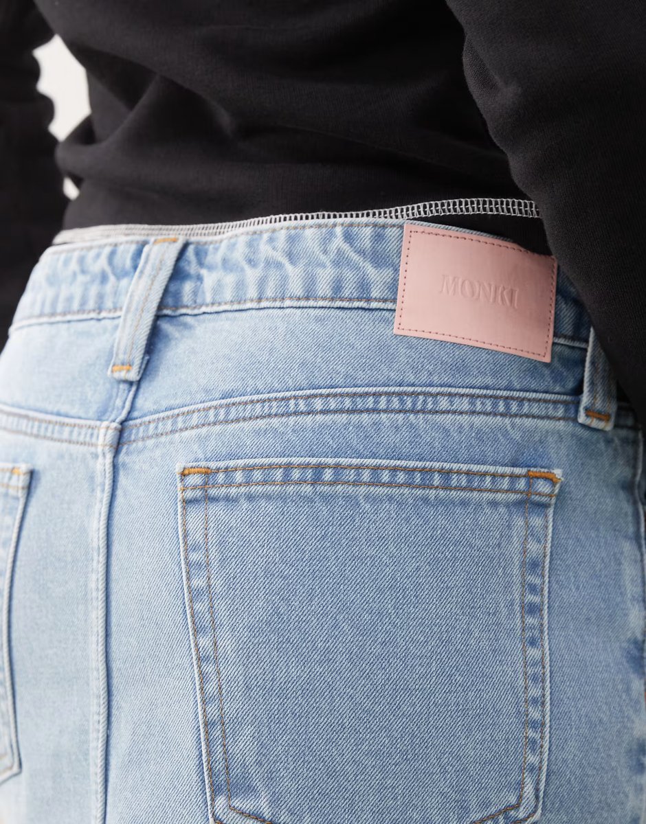 ASOS Monki low waist denim mini skirt in light blue wash  - 3