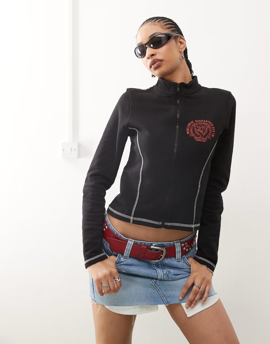 ASOS Monki low waist denim mini skirt in light blue wash  - 4