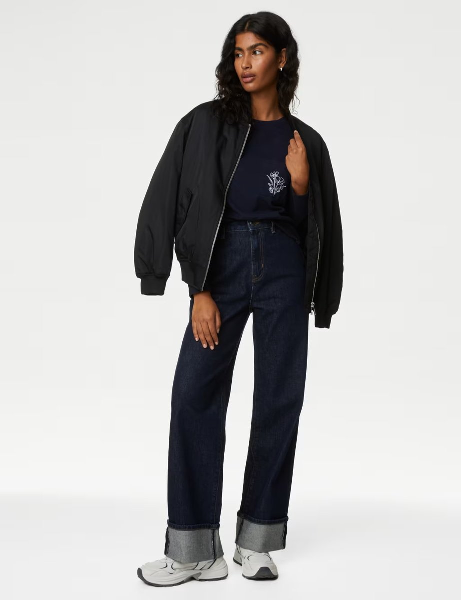 Marks & Spencer M&S Pure Cotton Printed Crew Neck T-Shirt Navy Mix - 2